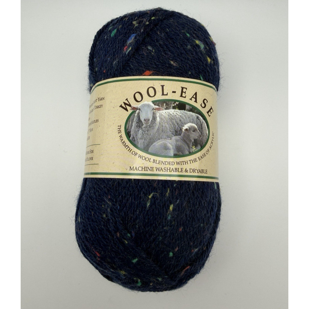 Lion Brand Wool Ease Yarn Navy Sprinkles 6 Skeins 3oz 197 Yards 4 Ply Wool Blend - Picture 2 of 6